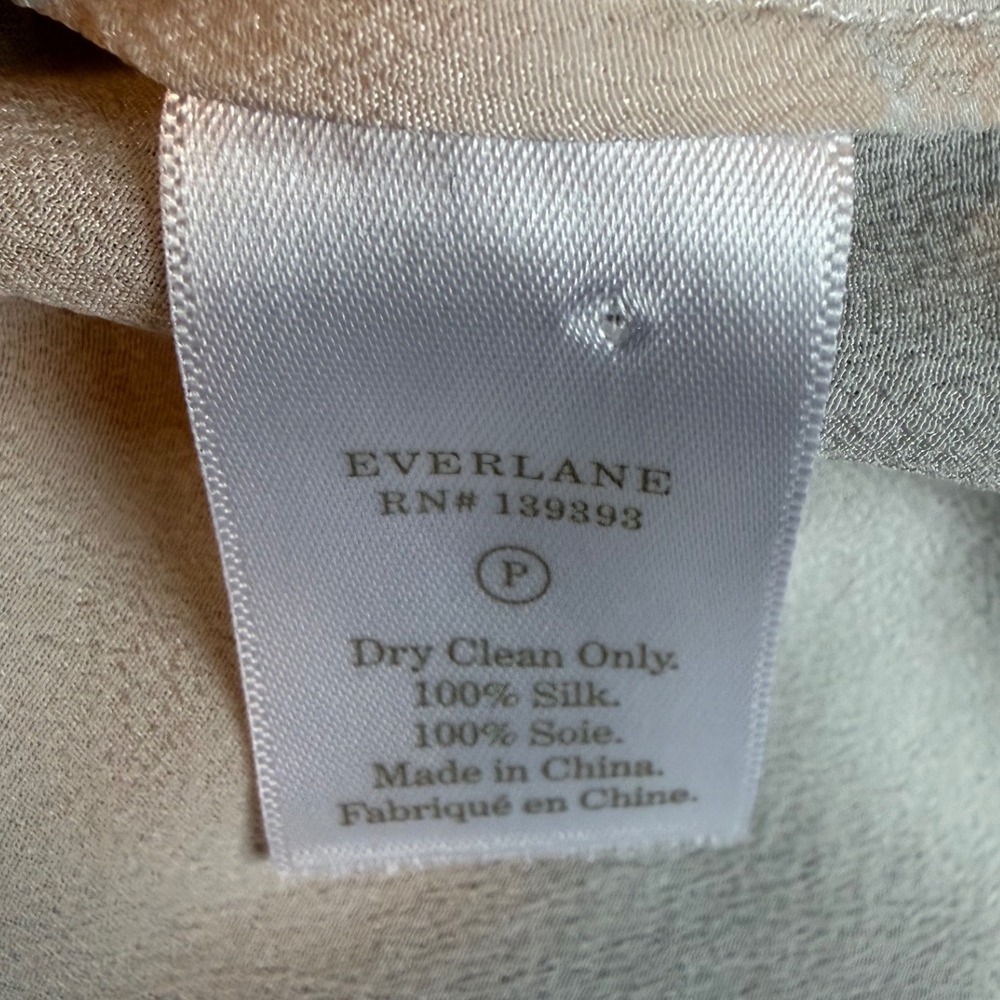 Everlane 100% Silk‎ Boatneck Long Sleeve Blouse Off White Grey Size 8 - Picture 3 of 5